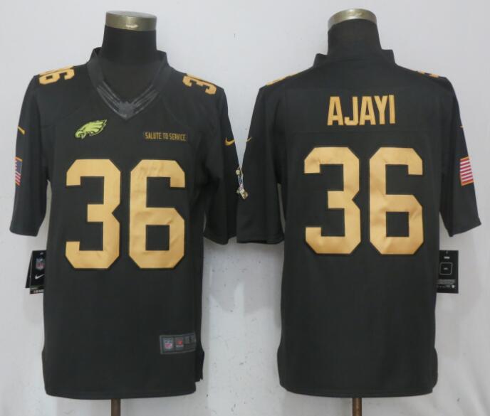 Men Philadelphia Eagles #36 Ajayi Gold Anthracite Salute To Service Nike Limited NFL Jerseys->->NFL Jersey